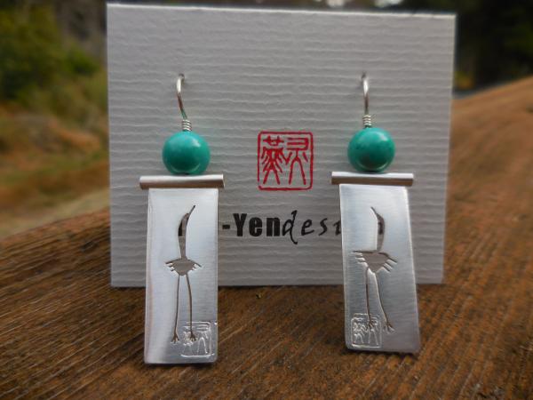 Crane earrings in sterling silver with turquoise LY E 7664 picture
