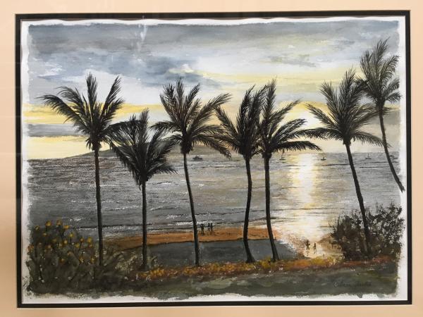 Lahaina shores sunset - wooden tray picture