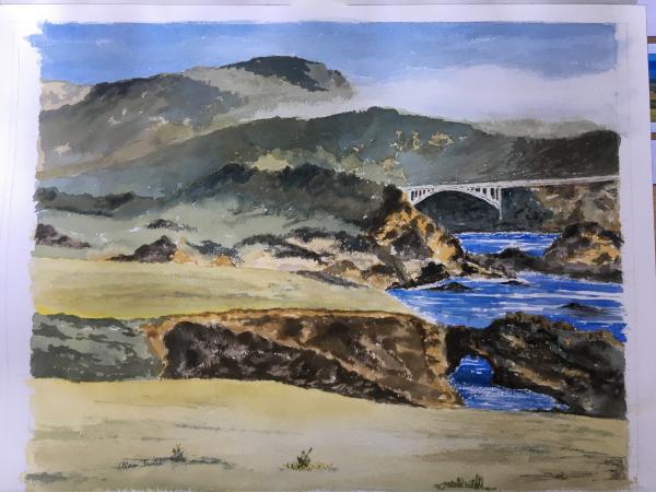 Big Sur, California.  Diptych painting.