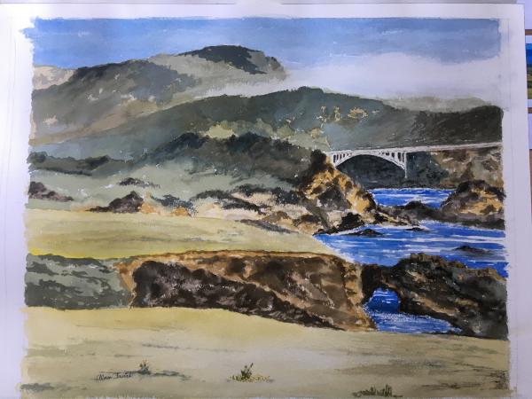 Big Sur, California.  Diptych painting. picture