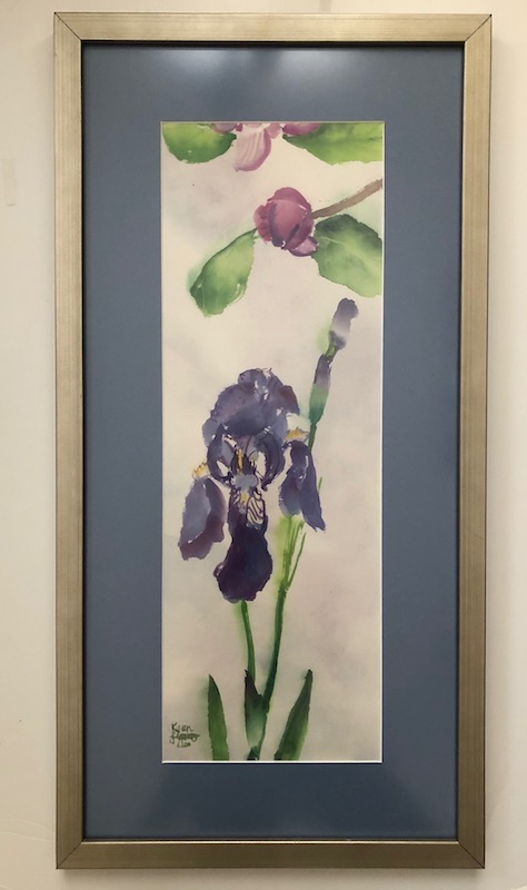 Magnolia Bud and Iris, framed original picture