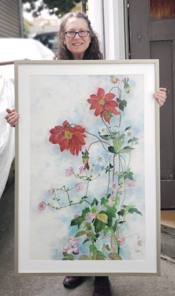 Dancing Dahlias, Original, Framed picture