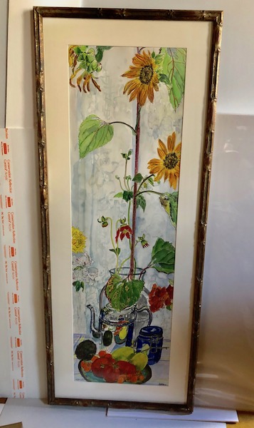 Sunflower Summer Table Poem, framed original picture