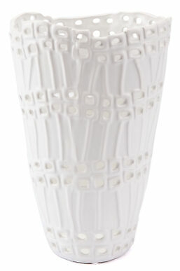 Open 'Weave' White Ceramic Vase