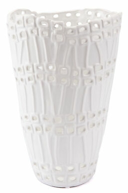 Open 'Weave' White Ceramic Vase picture