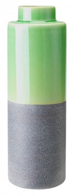 Green Glazed & Matte Gray Stoneware Bottle