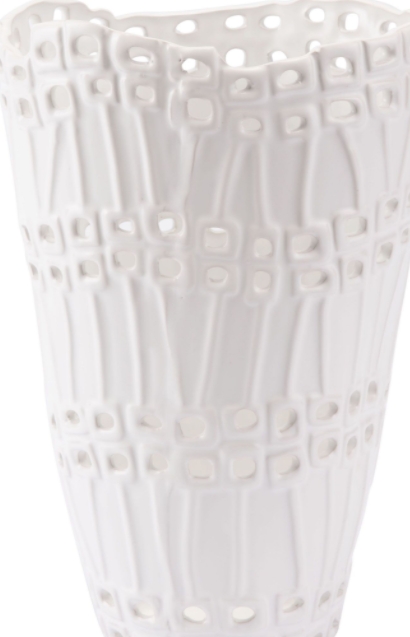 Open 'Weave' White Ceramic Vase picture