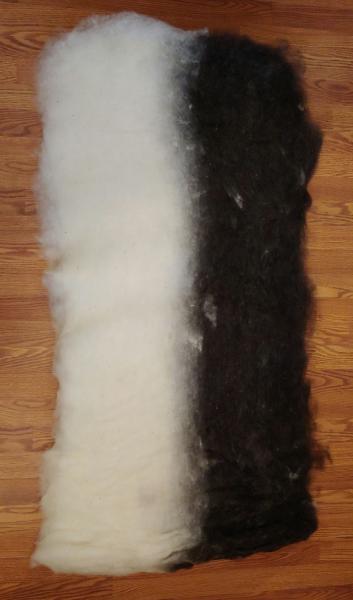 8oz Superfine Black and White Finnsheep and Alpaca Batt