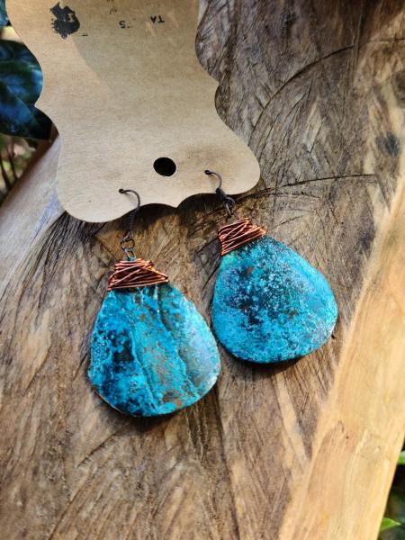 Copper  Blue/Green Patina Teardrops picture