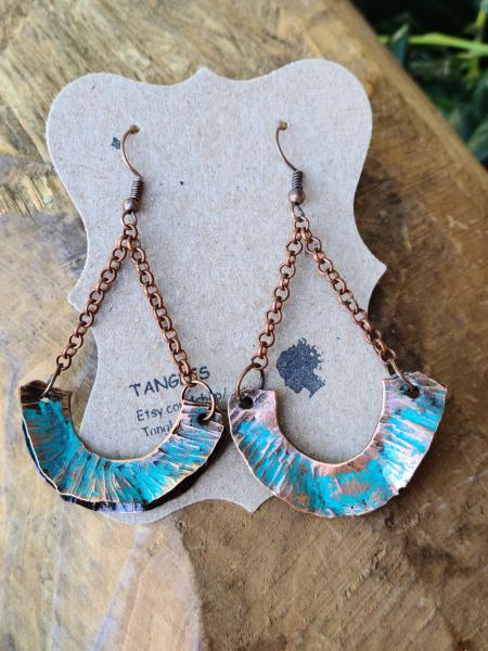 Long Form Folded Copper Earrings picture