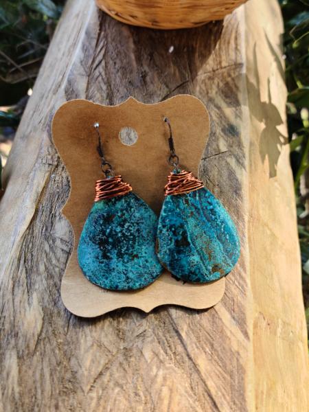 Copper  Blue/Green Patina Teardrops picture