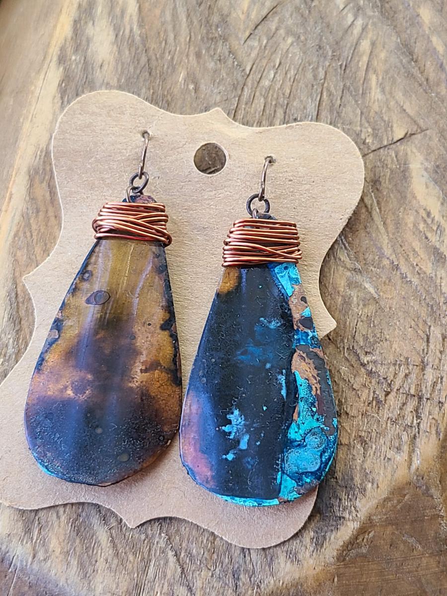 Long Teardrop Patina Earrings picture