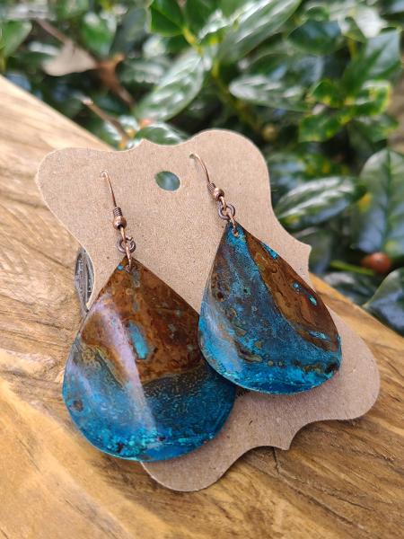 Large Patina Teardrop Earrings