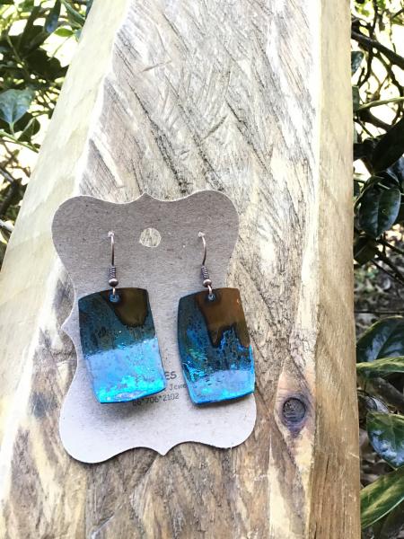 Rectangle Copper Patina Earrings picture