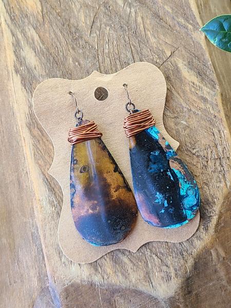 Long Teardrop Patina Earrings picture