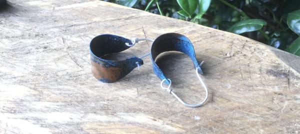 Blue Patina Basket Earrings