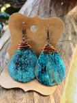 Copper  Blue/Green Patina Teardrops