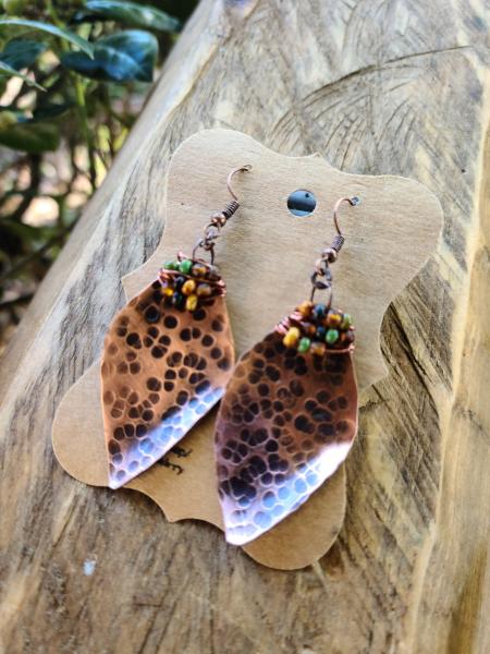 Patina Wirewrapped Leaf Earrings picture