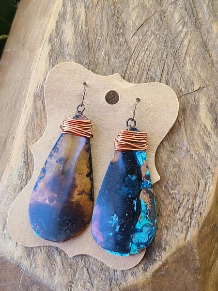 Long Teardrop Patina Earrings picture