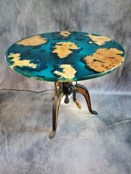 Ocean Crank Table With Maple Burl Islands