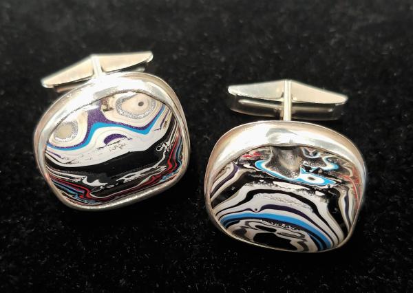 Sterling & Fordite Cuff Links