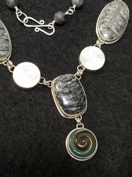 Orthoceras, Obsidian, Moonstone Necklace picture