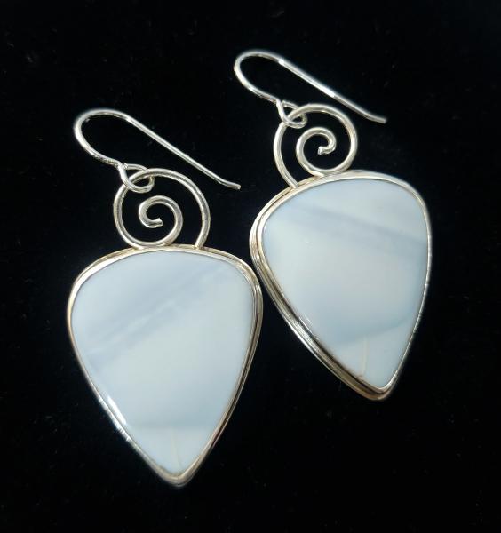 Blue Opal Spiral Dangles