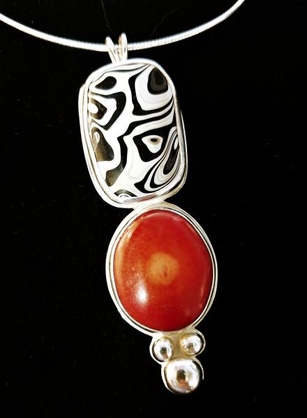 Fordite & Coral Pendant picture