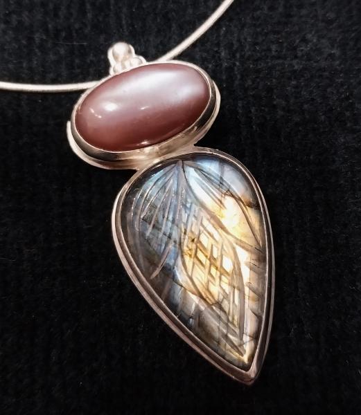 Carved Labradorite & Pink Moonstone picture