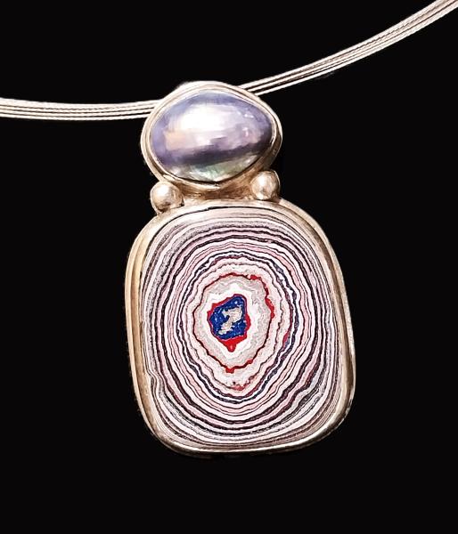 Fordite & Osmina Pearl Pendant