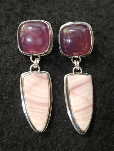 Purple Chalcedony & Imperial Jasper Earrings picture