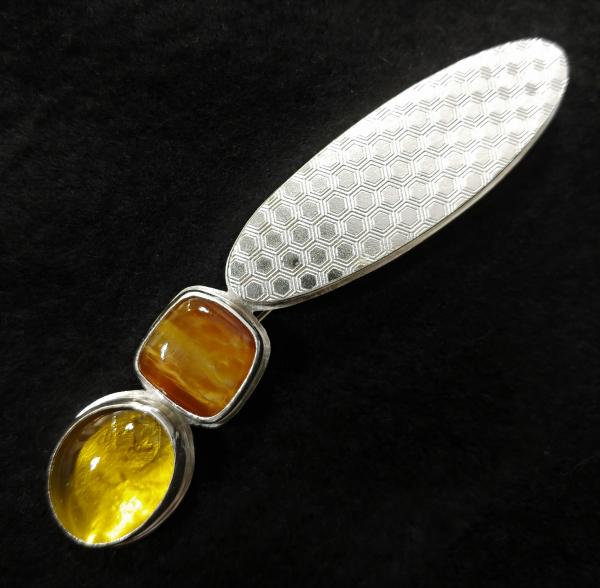 Silver & Gem Tiger Eye Brooch picture