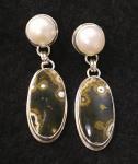 Ocean Jasper & Pearl Earrings