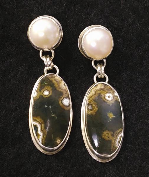 Ocean Jasper & Pearl Earrings