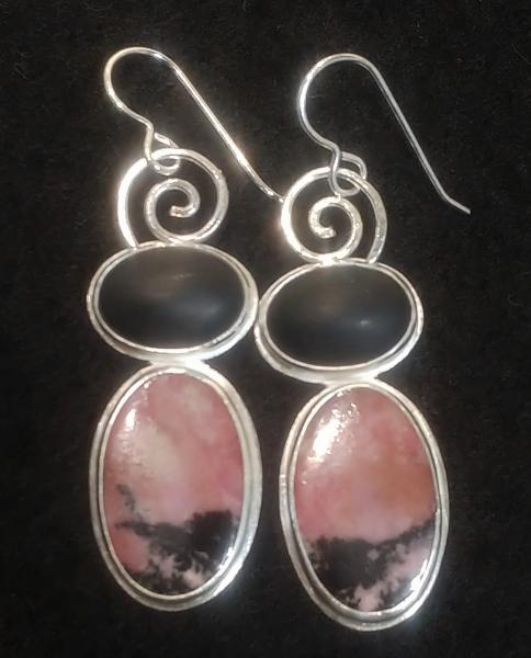 Rhodonite & Black Onyx Dangles