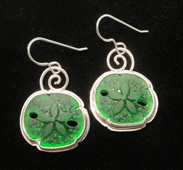 Green Glass Sand Dollar Earrings picture