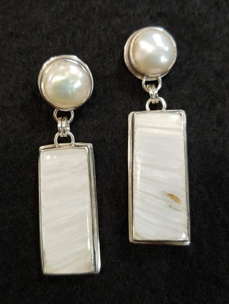 Scolecite & Pearl Earrings