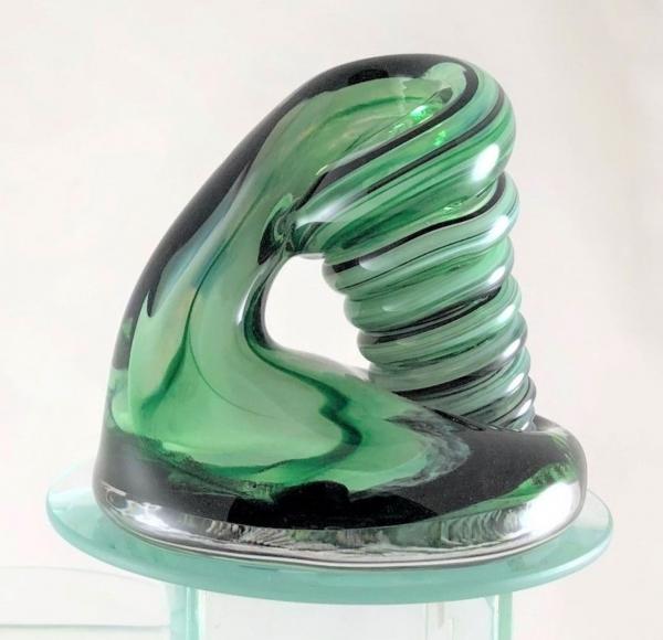 Large Green and Black Glass Pen Holder