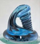 Aqua Blue and Black Glass Pen Holder