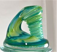 Large Lime and Aqua Glass Pen Holder picture