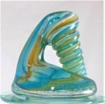 Aqua Blue and Gold Glass Pen Holder