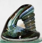 Large Steel Blue, Brown and Green Glass Pen Holder