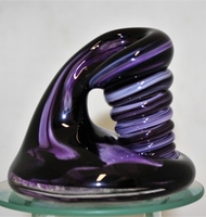 Large Purple and Black Glass Pen Holder picture