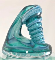 Steel Blue and Green Glass Pen Holder