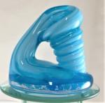 Large Aqua Blue Glass Pen Holder