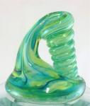 Aqua Blue and Lime Glass Pen Holder