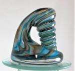 Aqua Blue and Brown Glass Pen Holder