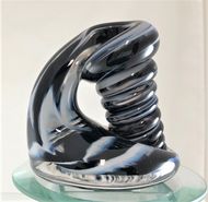 Large Black and White Glass Pen Holder picture