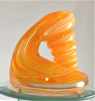 Orange Glass Pen Holder