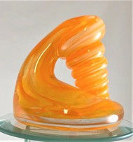 Orange Glass Pen Holder picture